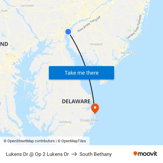 Lukens Dr @ Op 2 Lukens Dr to South Bethany map