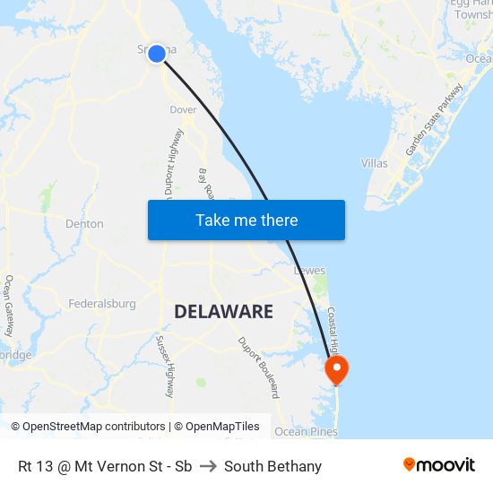 Rt 13 @ Mt Vernon St - Sb to South Bethany map