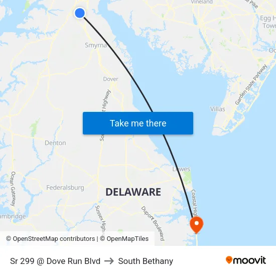 Sr 299 @ Dove Run Blvd to South Bethany map