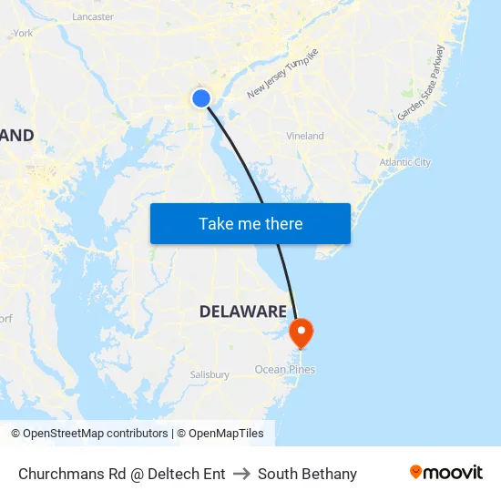 Churchmans Rd @ Deltech Ent to South Bethany map