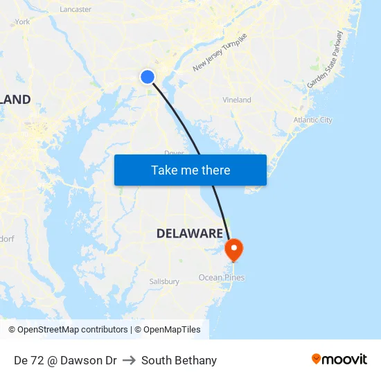 De 72 @ Dawson Dr to South Bethany map