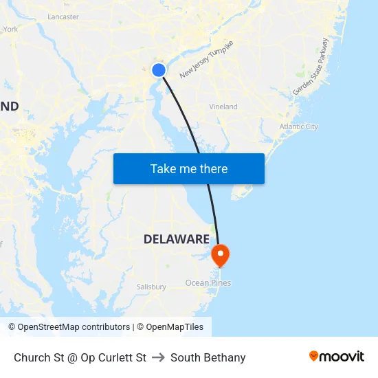 Church St @ Op Curlett St to South Bethany map