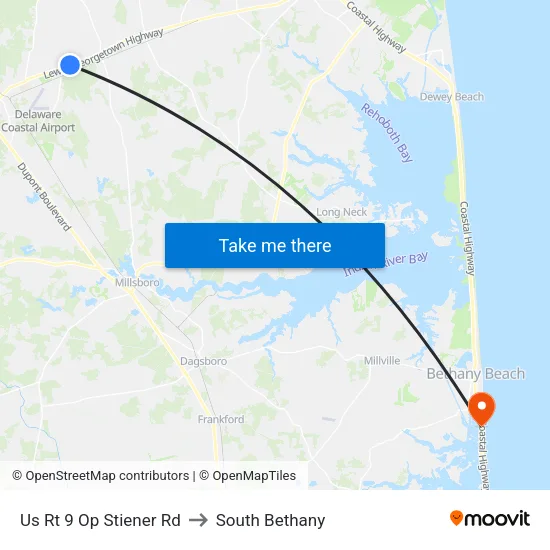 Us Rt 9 Op Stiener Rd to South Bethany map