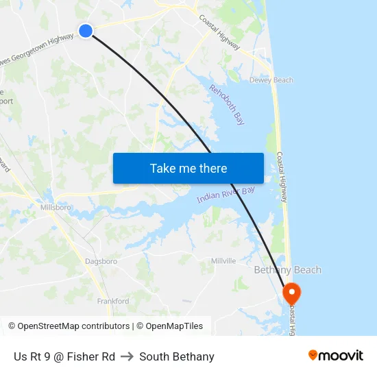 Us Rt 9 @ Fisher Rd to South Bethany map