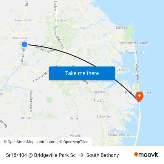 Sr18/404 @ Bridgeville Park Sc to South Bethany map
