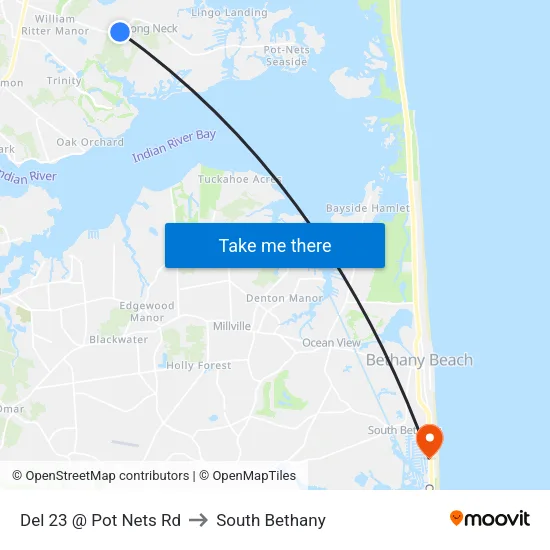 Del 23 @ Pot Nets Rd to South Bethany map