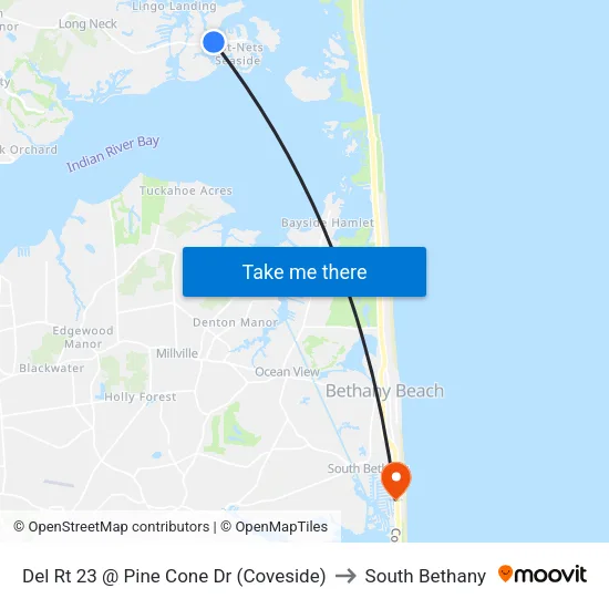 Del Rt 23 @ Pine Cone Dr (Coveside) to South Bethany map