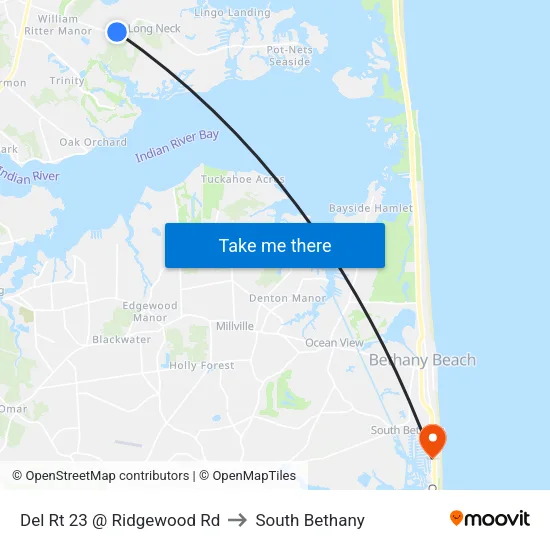 Del Rt 23 @ Ridgewood Rd to South Bethany map