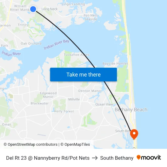 Del Rt 23 @ Nannyberry Rd/Pot Nets to South Bethany map