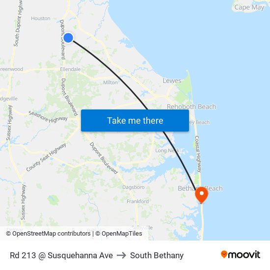 Rd 213 @ Susquehanna Ave to South Bethany map