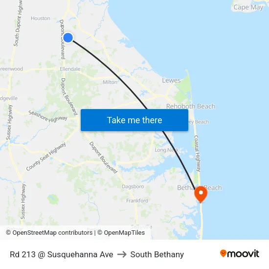 Rd 213 @ Susquehanna Ave to South Bethany map