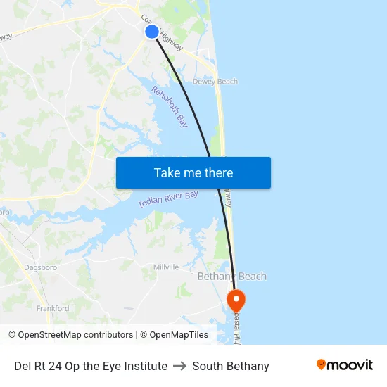 Del Rt 24 Op the Eye Institute to South Bethany map