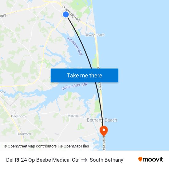 Del Rt 24 Op Beebe Medical Ctr to South Bethany map