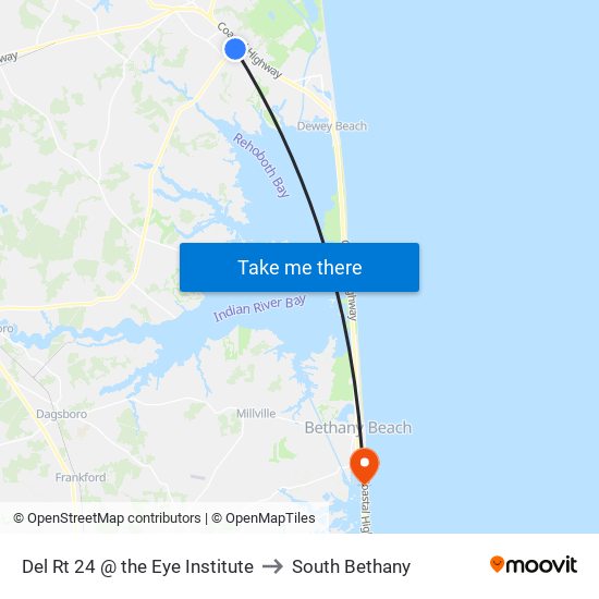 Del Rt 24 @ the Eye Institute to South Bethany map