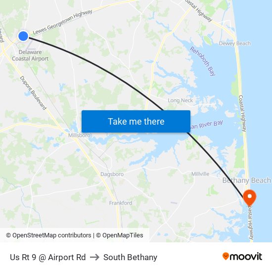 Us Rt 9 @ Airport Rd to South Bethany map