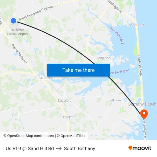 Us Rt 9 @ Sand Hill Rd to South Bethany map