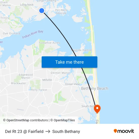 Del Rt 23 @ Fairfield to South Bethany map