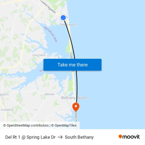 Del Rt 1 @ Spring Lake Dr to South Bethany map