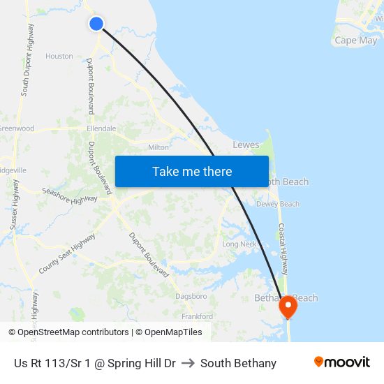 Us Rt 113/Sr 1 @ Spring Hill Dr to South Bethany map