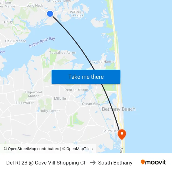 Del Rt 23 @ Cove Vill Shopping Ctr to South Bethany map