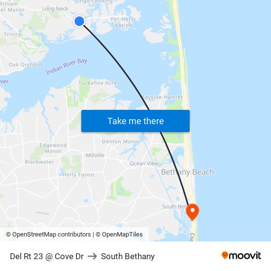 Del Rt 23 @ Cove Dr to South Bethany map