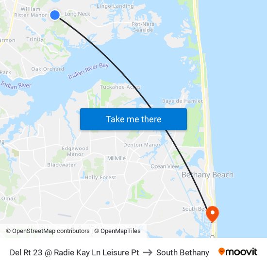 Del Rt 23 @ Radie Kay Ln Leisure Pt to South Bethany map