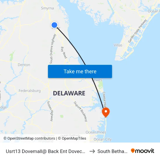Usrt13 Dovemall@ Back Ent Dovecom to South Bethany map