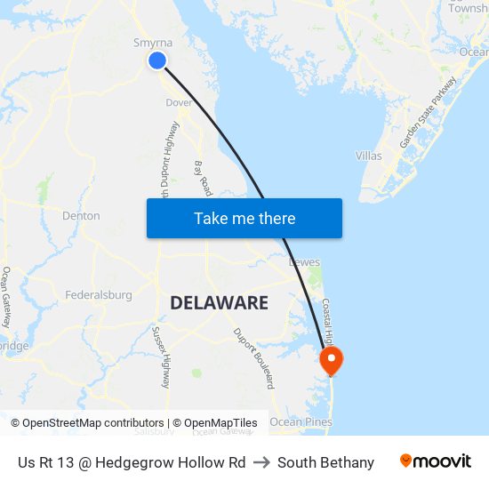 Us Rt 13 @ Hedgegrow Hollow Rd to South Bethany map