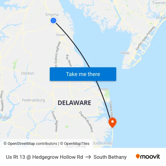 Us Rt 13 @ Hedgegrow Hollow Rd to South Bethany map