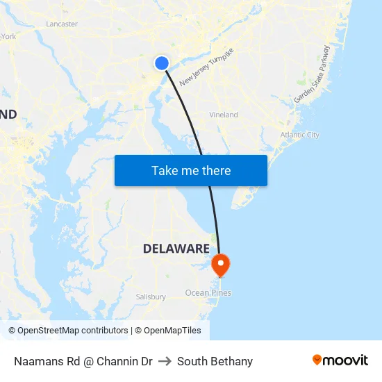 Naamans Rd @ Channin Dr to South Bethany map