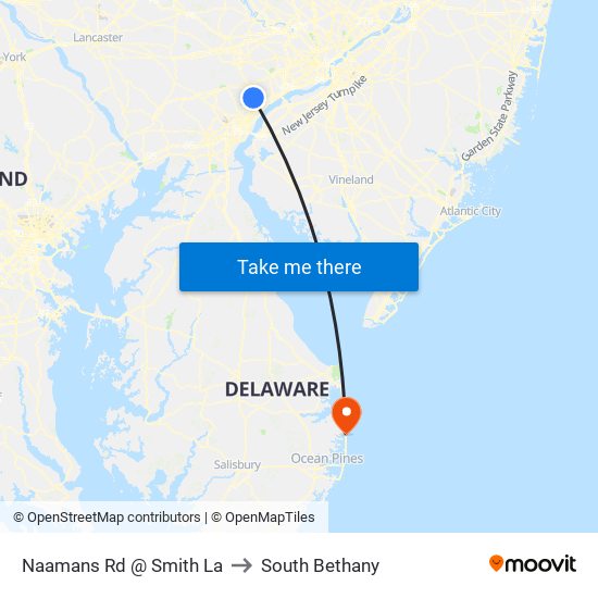 Naamans Rd @ Smith La to South Bethany map