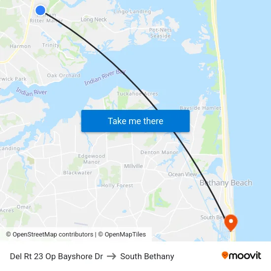 Del Rt 23 Op Bayshore Dr to South Bethany map