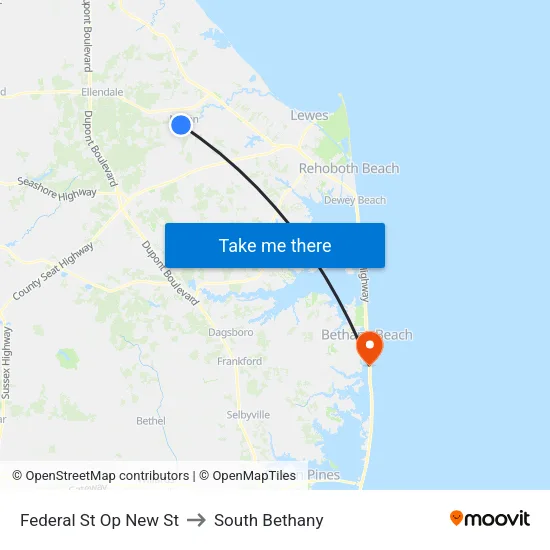 Federal St Op New St to South Bethany map