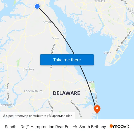 Sandhill Dr @ Hampton Inn Rear Ent to South Bethany map