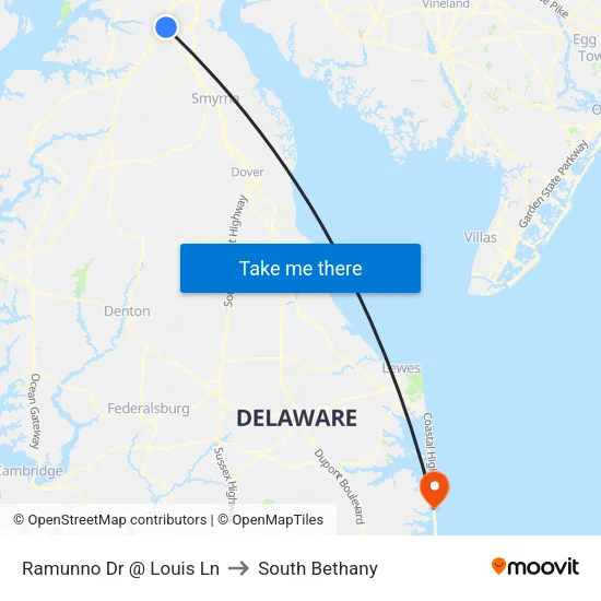 Ramunno Dr @ Louis Ln to South Bethany map
