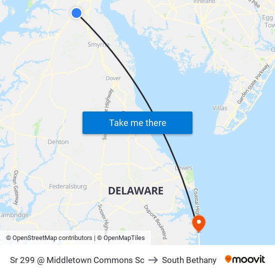 Sr 299 @ Middletown Commons Sc to South Bethany map