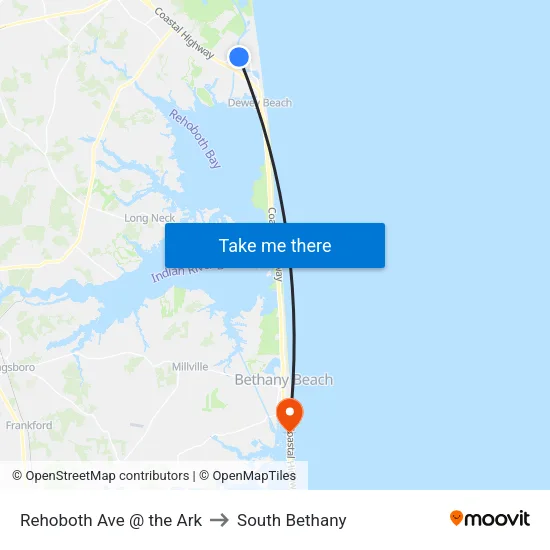 Rehoboth Ave @ the Ark to South Bethany map
