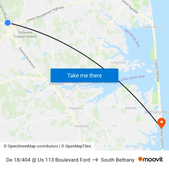 De 18/404 @ Us 113 Boulevard Ford to South Bethany map