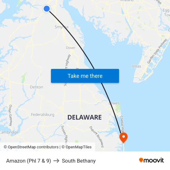 Amazon (Phl 7 & 9) to South Bethany map