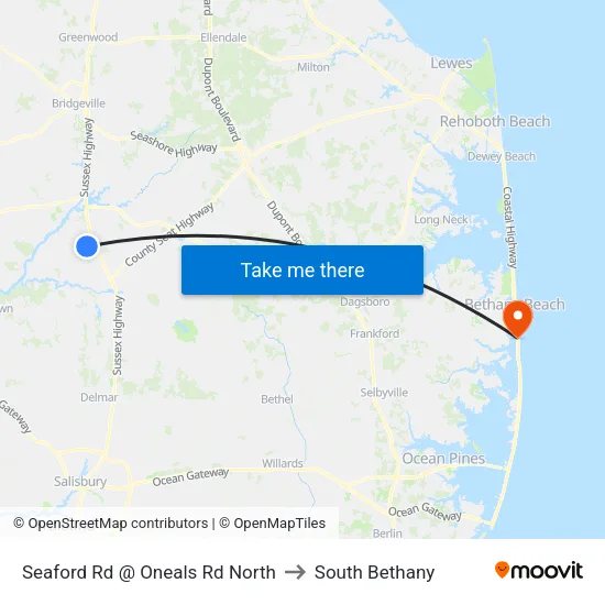 Seaford Rd @ Oneals Rd North to South Bethany map