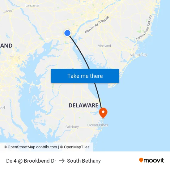 De 4 @ Brookbend Dr to South Bethany map