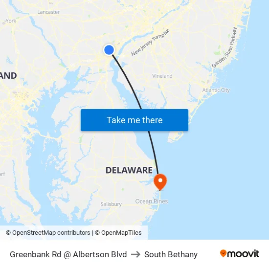 Greenbank Rd @ Albertson Blvd to South Bethany map