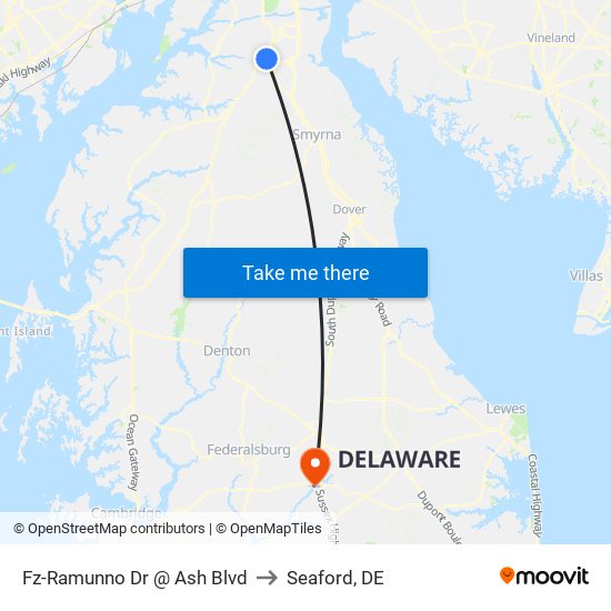 Fz-Ramunno Dr @ Ash Blvd to Seaford, DE map