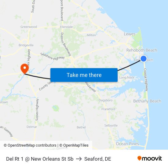 Del Rt 1 @ New Orleans St Sb to Seaford, DE map
