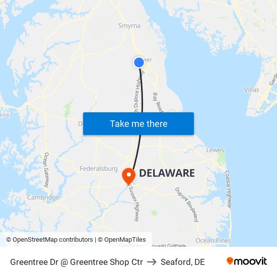Greentree Dr @ Greentree Shop Ctr to Seaford, DE map