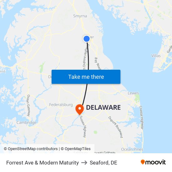 Forrest Ave & Modern Maturity to Seaford, DE map
