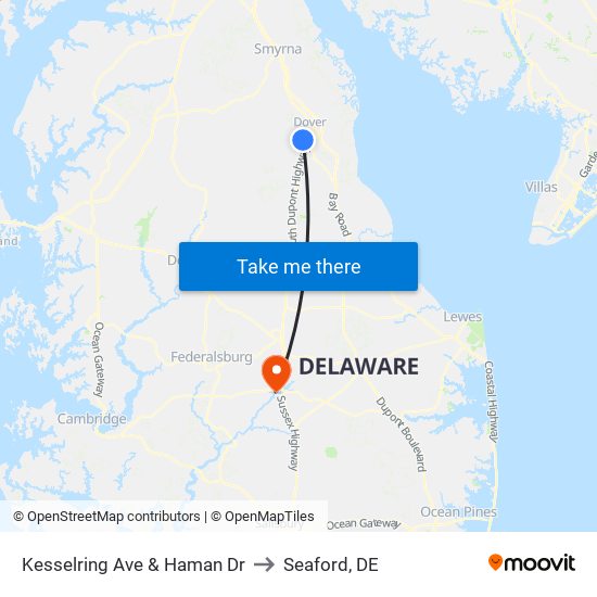 Kesselring Ave & Haman Dr to Seaford, DE map