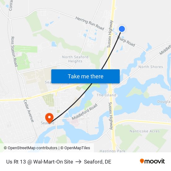 Us Rt 13 @ Wal-Mart-On Site to Seaford, DE map