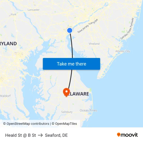 Heald St @ B St to Seaford, DE map