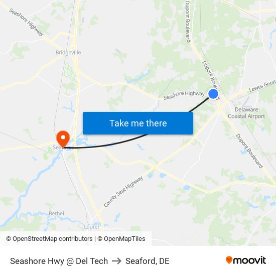 Seashore Hwy @ Del Tech to Seaford, DE map